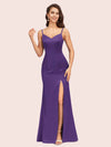 Simple Spaghetti Straps Mermaid Long Soft Satin Bridesmaid Dresses