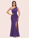 Sexy Mermaid One Shoulder Side Slit Soft Satin Bridesmaid Dresses Online