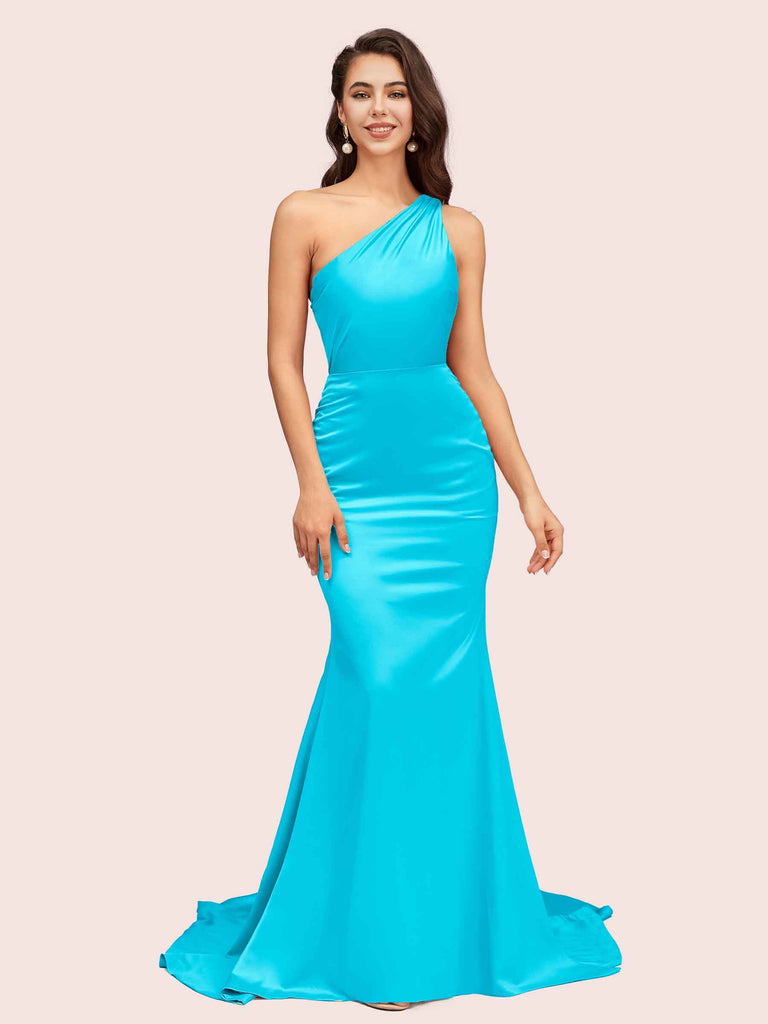 Elegant One Shoulder Mermaid Soft Satin Bridesmaid Dresses Online Elegant One Shoulder Mermaid Soft Satin Bridesmaid Dresses Online