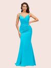 Sexy Mermaid Spaghetti Straps Long Soft Satin Bridesmaid Dresses Online For Sale