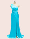 Sexy Side Slit Mermaid One Shoulder Long Soft Satin Bridesmaid Dresses Online