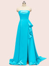 Elegant Strapless Long Soft Satin Formal Prom Dresses For Women