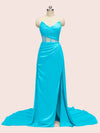 Elegant Mermaid Sweetheart Side Slit Long Soft Satin Formal Prom Dresses Online