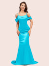 Sexy Mermaid Cold Shoulder Long Soft Satin Party Prom Dresses For Women