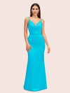 Sexy Spaghetti Straps V-Neck Open Back Soft Satin Mermaid Bridesmaid Dresses