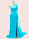 Elegant One Shoulder Unique Long Soft Satin Mermaid Bridesmaid Dresses Online
