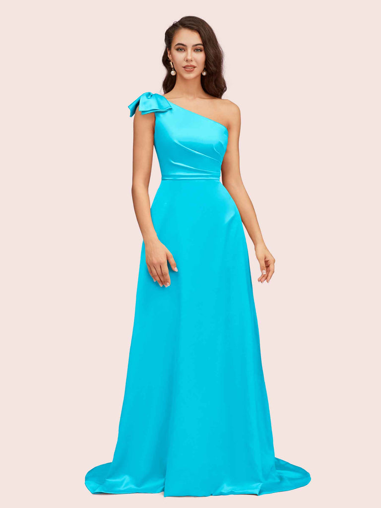 Cetims Elegant One Shoulder Long Soft Satin Bridesmaid Dress Ideal for Weddings & Special Events Spa