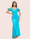 Sexy Mermaid Cold Shoulder Soft Satin Long Bridesmaid Dresses Online