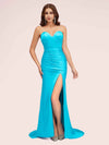 Sexy Mermaid Sweetheart Long Soft Satin Bridesmaid Dresses With Slit