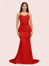 Sexy Backless Mermaid Spaghetti Straps Long Soft Satin Bridesmaid Dresses Online