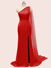 Unique One Shoulder Long Stretchy Satin Party Dresses For Women