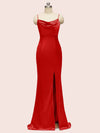 Sexy Criss Cross Spaghetti Straps Mermaid Long Satin Prom Dresses With Slit