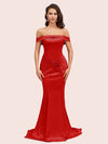 Sexy Off Shoulder Mermaid Long Soft Satin Bridesmaid Dresses 2023