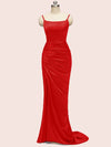 Elegant Spaghetti Straps Long Soft Satin Mermaid Evening Prom Dresses Online