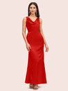 Elegant Cowl Neck Mermaid Long Soft Satin Party Prom Dresses Online