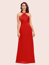 Simple Halter Long Soft Satin Formal Prom Dresses For Women
