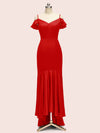 Sexy Cold Shoulder High Low Asymmetric Soft Satin Shot Formal Prom Dresses Online