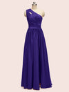 Elegant One Shoulder A-Line Long Soft Satin Formal Prom Dresses Online