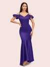 Sexy Mermaid Cold Shoulder Silky Satin High Low Prom Dresses Online