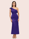 Elegant Mermaid One Shoulder Short Soft Satin Midi Party Prom Dresses Online