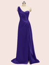 Sexy Side Slit One Shoulder Long Soft Satin Bridesmaid Dresses Online
