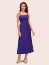 Elegant Ankle Length Spaghetti Straps Short Soft Satin Bridesmaid Dresses