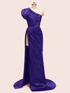Elegant One Shoulder Side Slit Mermaid Soft Satin Bridesmaid Dresses Online