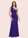 Elegant One Shoulder Mermaid Long Silky Satin Evening Prom Dresses Online