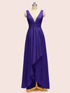 High Low V-Neck A-Line Unique Soft Satin Formal Prom Dresses Online