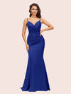Sexy Mermaid Spaghetti Straps Long Soft Satin Bridesmaid Dresses Online
