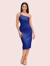 Sexy One Shoulder Silky Satin Short Midi Party Prom Dresses Online