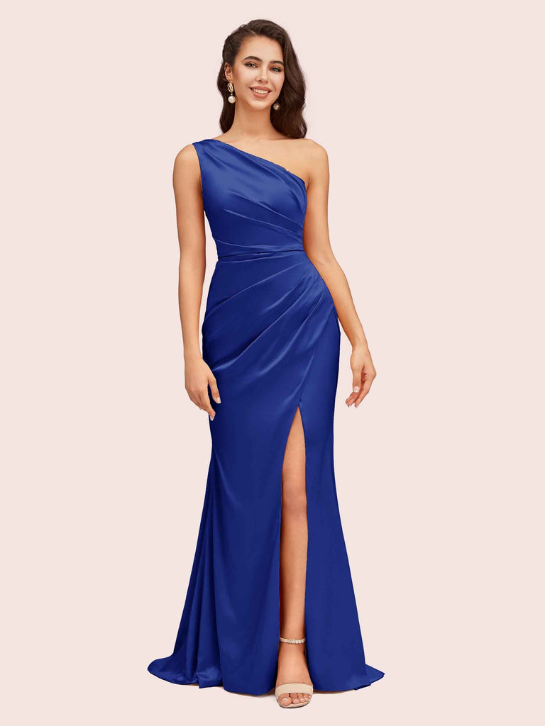 One Shoulder Mermaid Satin Bridesmaid Dresses