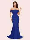 Sexy Mermaid Off Shoulder Long Soft Satin Formal Prom Dresses For Women
