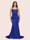 Sexy Backless Mermaid Spaghetti Straps Long Soft Satin Bridesmaid Dresses Online