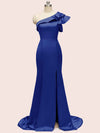 Sexy Side Slit One Shoulder Mermaid Long Soft Satin Graduation Prom Dresses Online