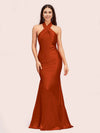Sexy Backless Halter Long Mermaid Satin Graduation Prom Dresses Online