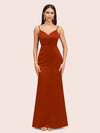 Sexy Mermaid Spaghetti Straps Long Soft Satin Bridesmaid Dresses Online