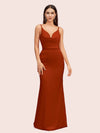 Sexy Spaghetti Straps V-Neck Open Back Soft Satin Mermaid Bridesmaid Dresses