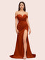 Sexy Side Slit Off Shoulder Long Silky Satin Mermaid Formal Prom Dresses Online