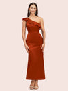 Elegant Mermaid One Shoulder Short Soft Satin Midi Party Prom Dresses Online