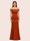 Sexy Off Shoulder Sleeveless Mermaid Long Soft Satin Party Prom Dresses