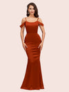 Sexy Cold Shoulder Mermaid Soft Satin Formal Prom Dresses Online