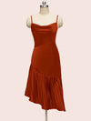 Elegant Spaghetti straps Asymmetrical Short Soft Satin Bridesmaid Dresses Online