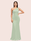 Sexy Mermaid One Shoulder Silky Satin Long Graduation Prom Dresses Online