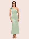 Elegant Mermaid One Shoulder Short Soft Satin Bridesmaid Dresses Online