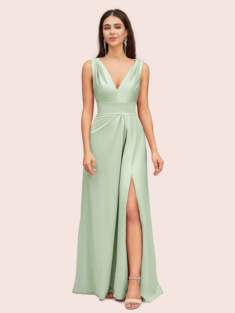 cetims bridesmaid dresses Elegant Ankle Length Spaghetti Straps Short Soft Satin Bridesmaid Dresses
