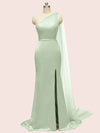 Unique One Shoulder Long Stretchy Satin Party Dresses For Women