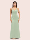 Sexy Mermaid Spaghetti Straps Long Soft Satin Bridesmaid Dresses Online