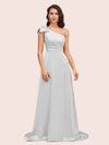 Elegant One Shoulder Long Soft Satin Bridesmaid Dresses Online