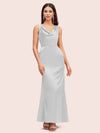 Elegant Cowl Neck Mermaid Long Soft Satin Party Prom Dresses Online